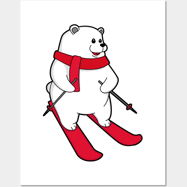 Polar bear as Skier with Ski Wall Art by Markus Schnabel